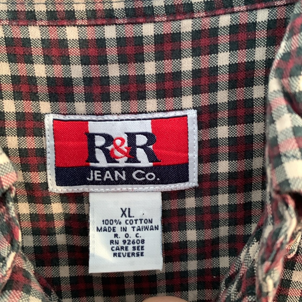 R&R Jean Co. XL Red & Black Plaid Button-Down Shirt EUC - Picture 5 of 6